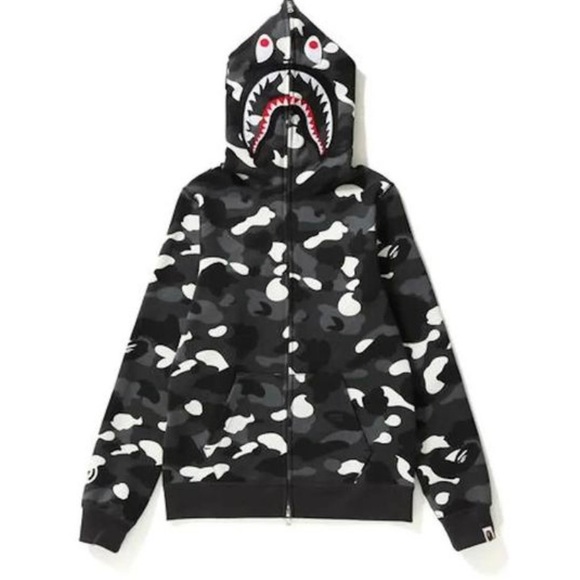 BAPE CITY CAMO SHARK WIDE FULL ZIP DOUBLE HOODIE - Picture 1 of 4